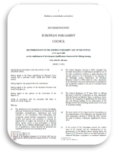 Avrupa Yeterlilikler Cercevesi Tavsiye Karari 2008 Ingilizce